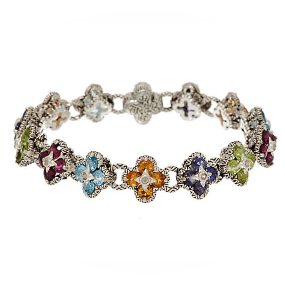 Barbara Bixby Multi Gemstone Flower Bracelet 7.25”